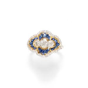 Diamond and sapphire ring