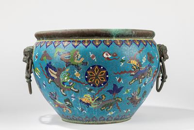Vasca in smalto cloisonné, Cina, inizio secolo XX