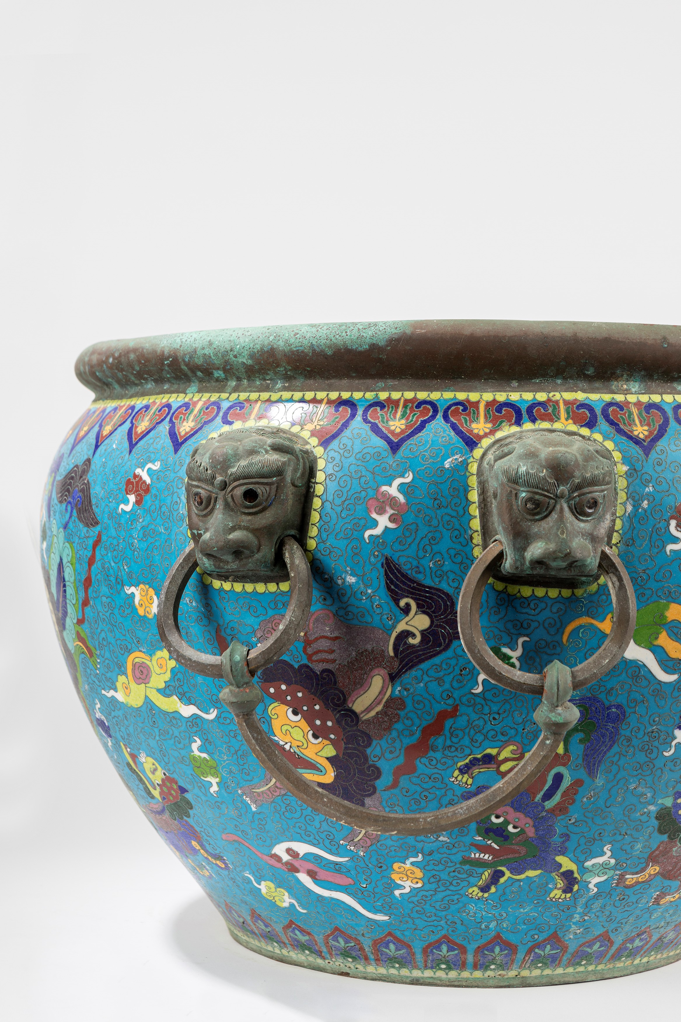 Vasca in smalto cloisonné, Cina, inizio secolo XX