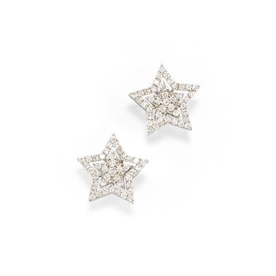 Orecchini in oro bianco 18k con diamanti, ct 0,44