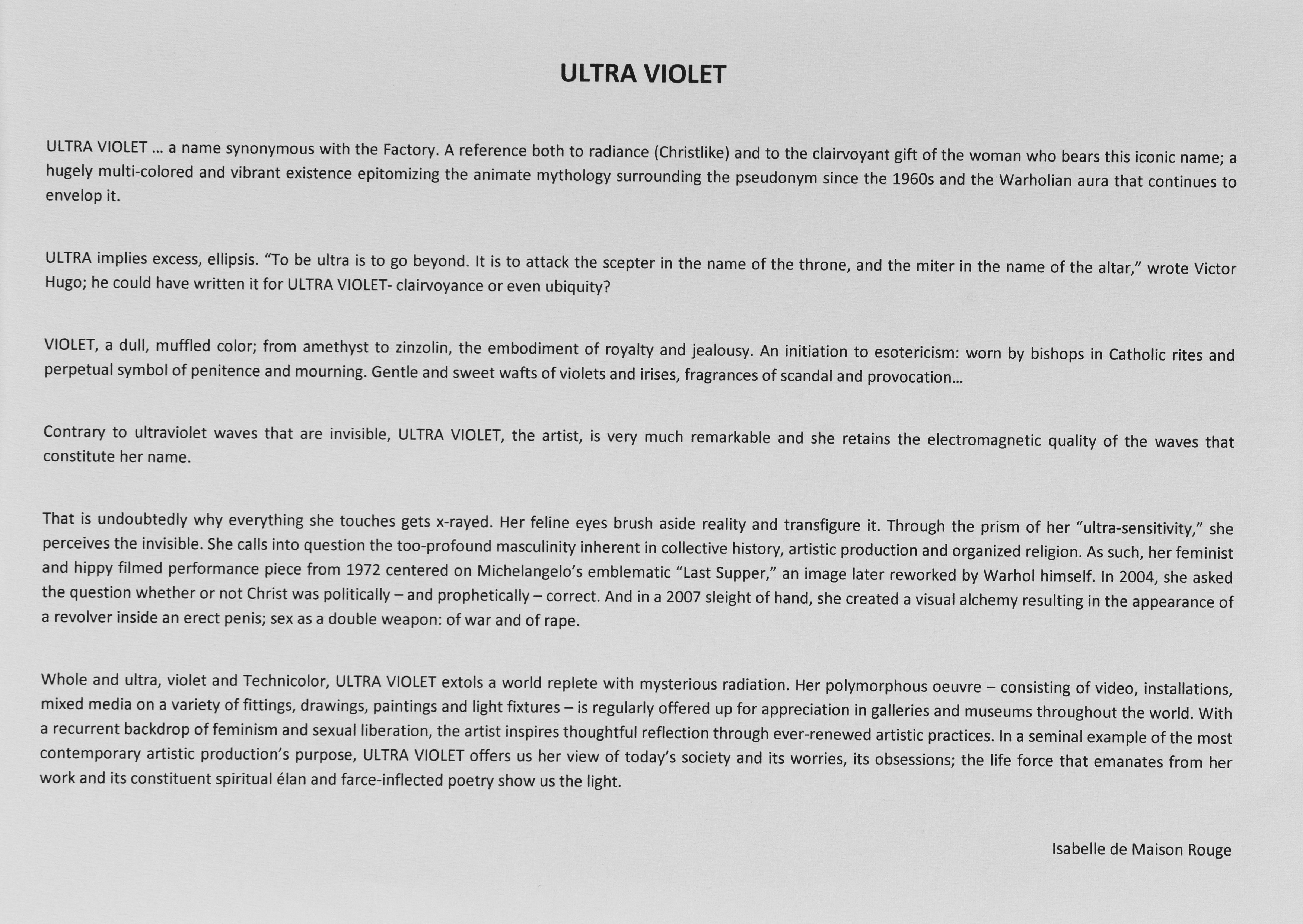Ultra Violet - Autore 1, Let There Be Light - Edizione di 30, 16 stampe a getto d'inchiostro in b...