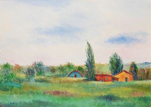 Landscape with colorful houses