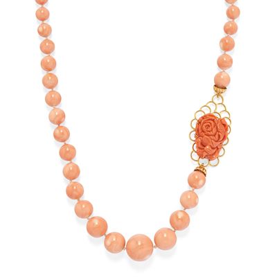 Collana con corallo rosa e oro giallo 18k