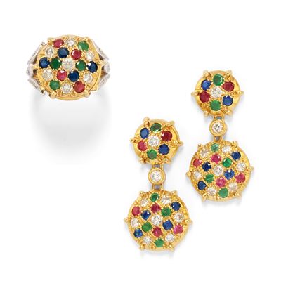 Demi-parure con Pietre di Colore