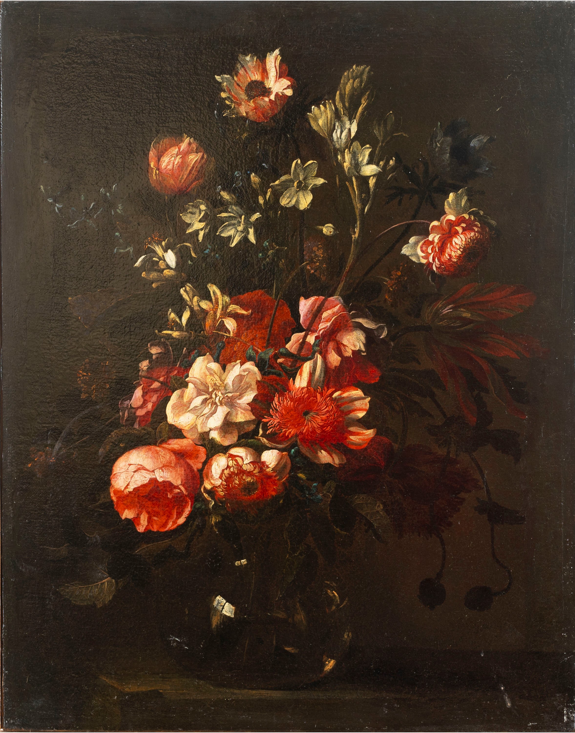 Andrea Belvedere - Rose, ortensie e narcisi in un vaso di vetro; e Rose, peonie e altri fiori in ...