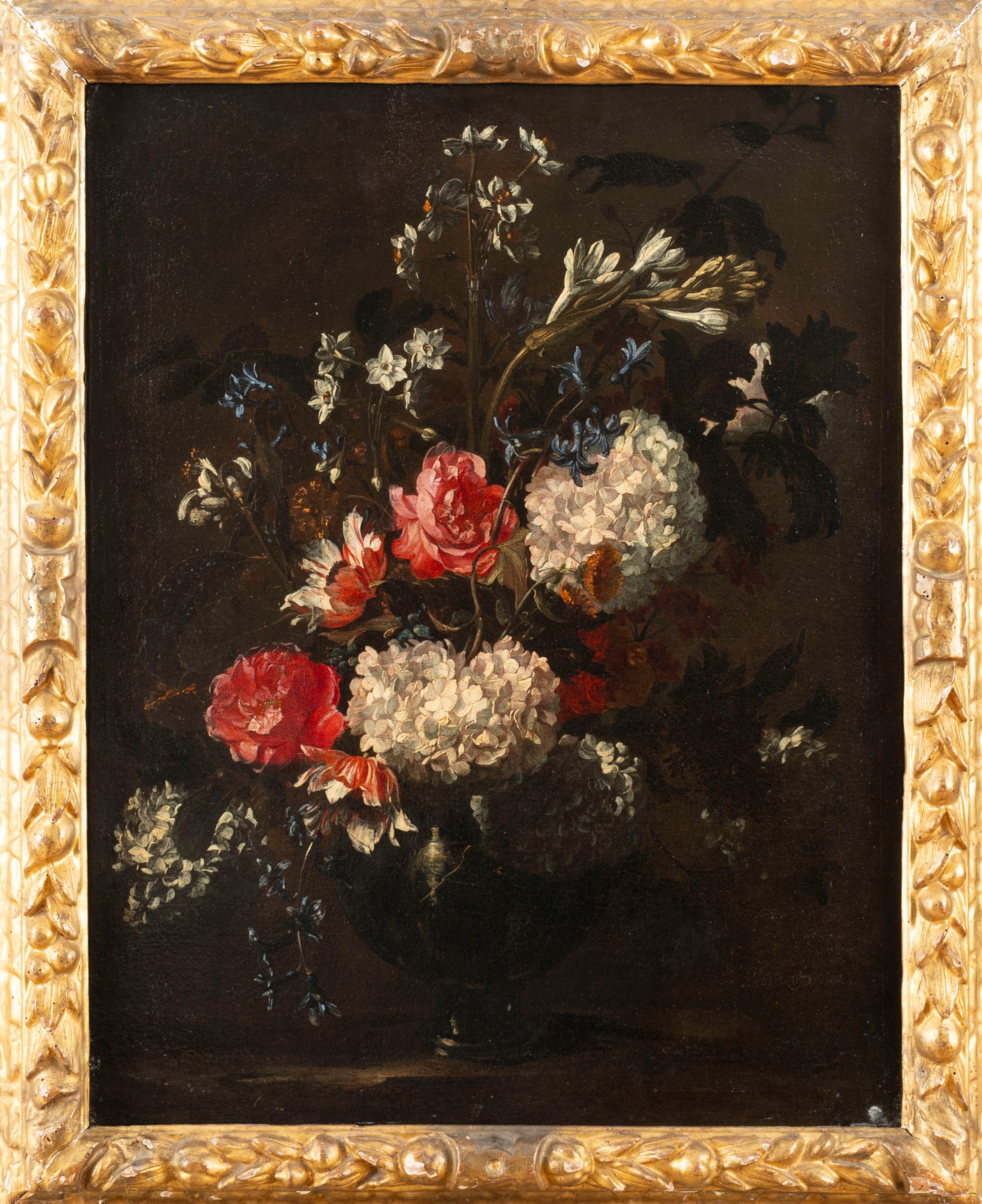 Andrea Belvedere - Rose, ortensie e narcisi in un vaso di vetro; e Rose, peonie e altri fiori in ...
