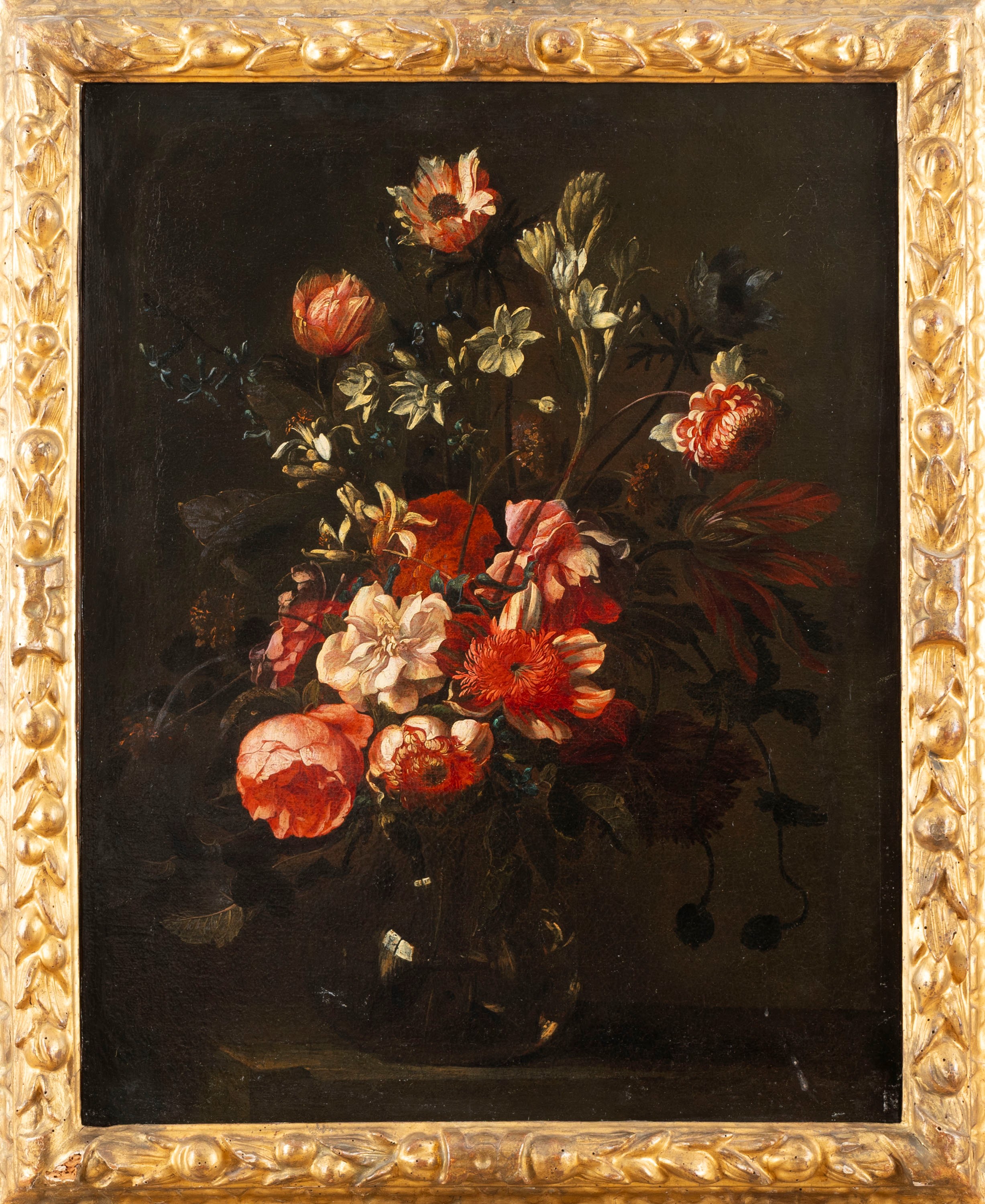 Andrea Belvedere - Rose, ortensie e narcisi in un vaso di vetro; e Rose, peonie e altri fiori in ...