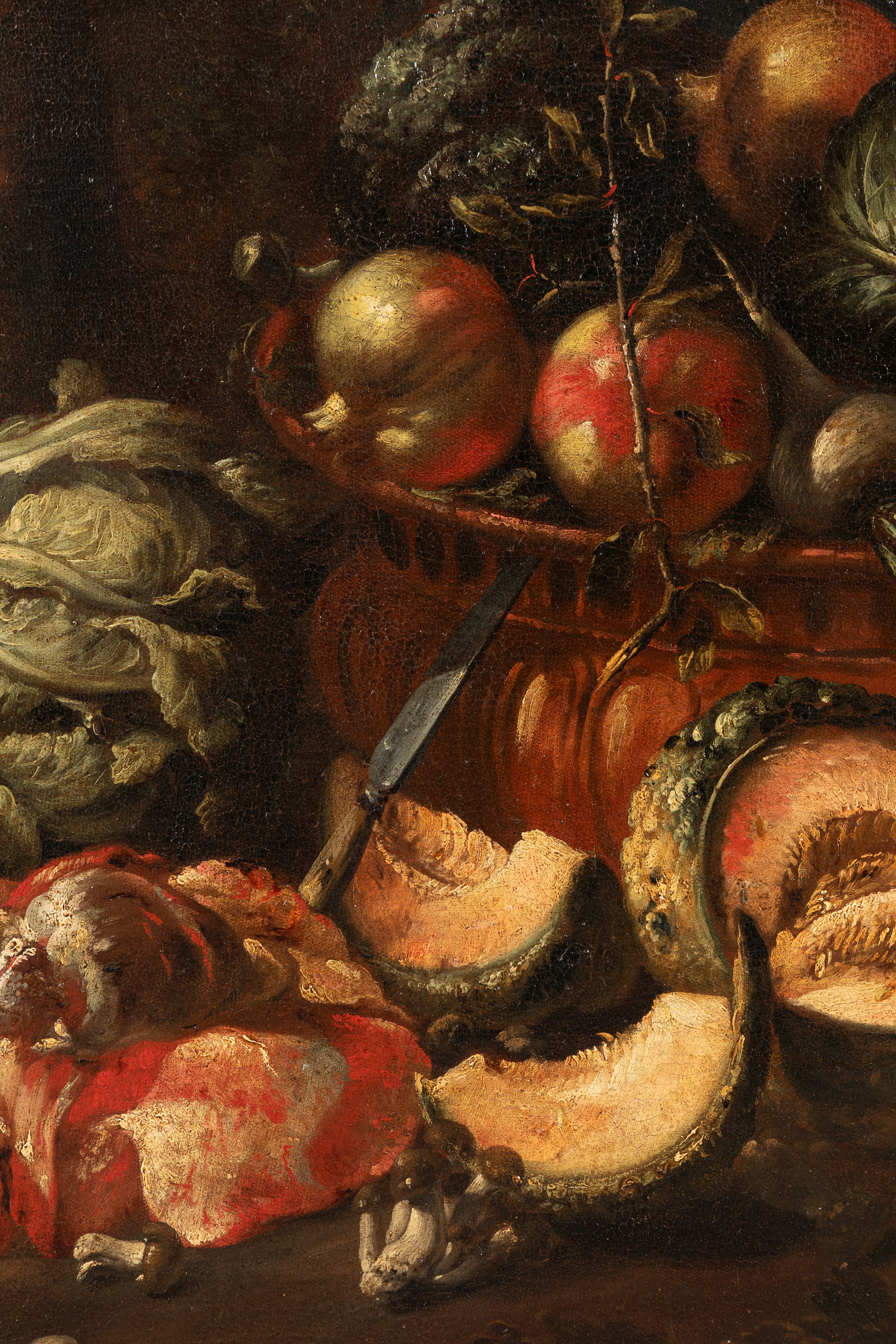 Felice Boselli - Frattaglie, verdure e frutti con civetta, olio su tela