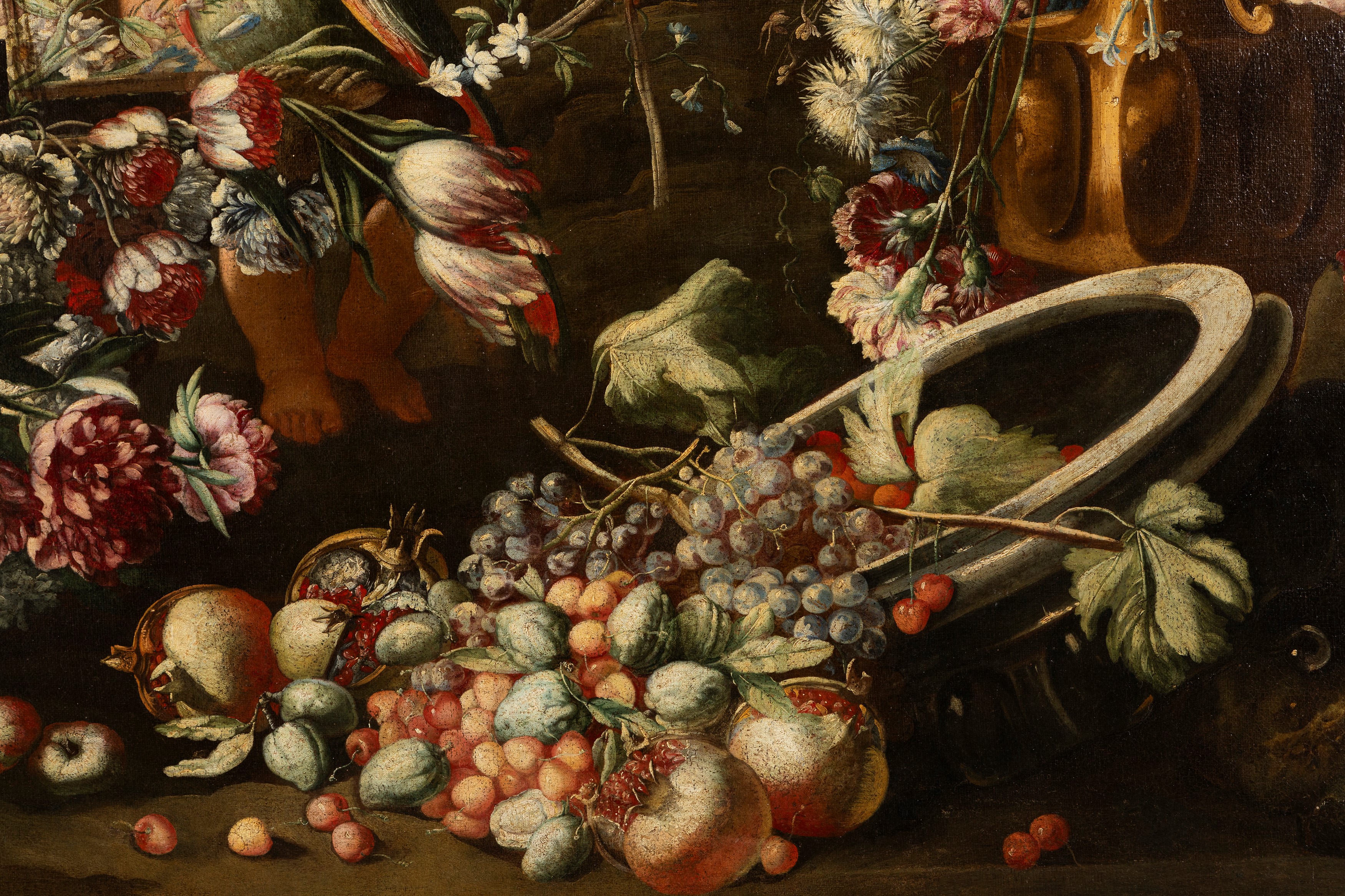 Andrea Belvedere, Paolo De Matteis - Due trionfi di fiori e frutta con putti e architetture class...