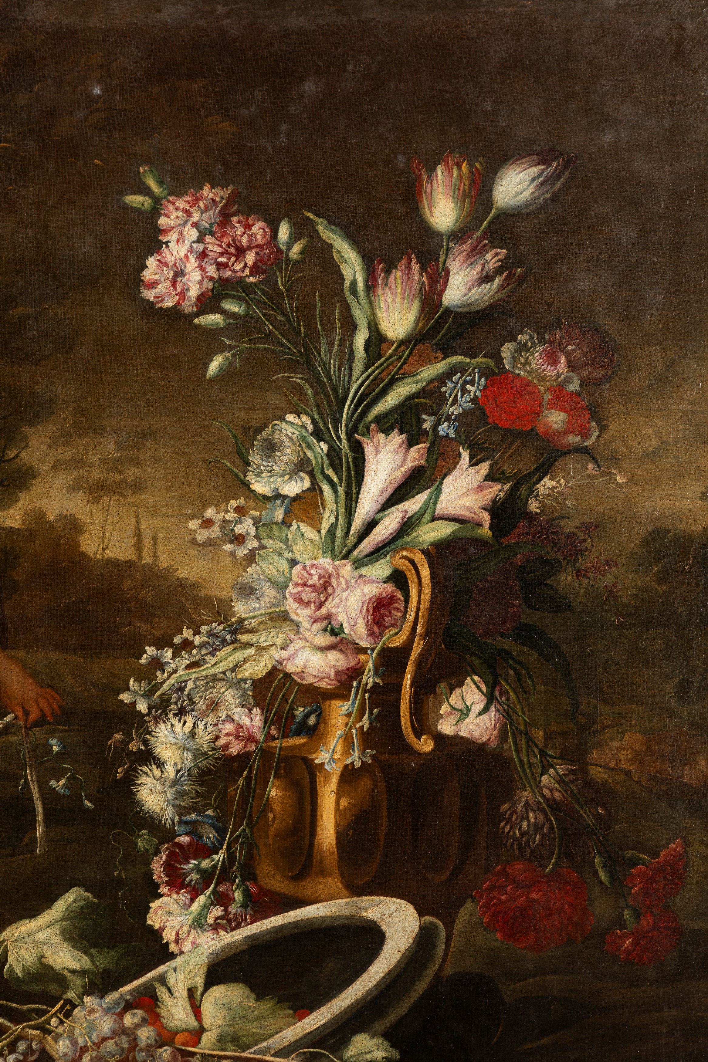 Andrea Belvedere, Paolo De Matteis - Due trionfi di fiori e frutta con putti e architetture class...