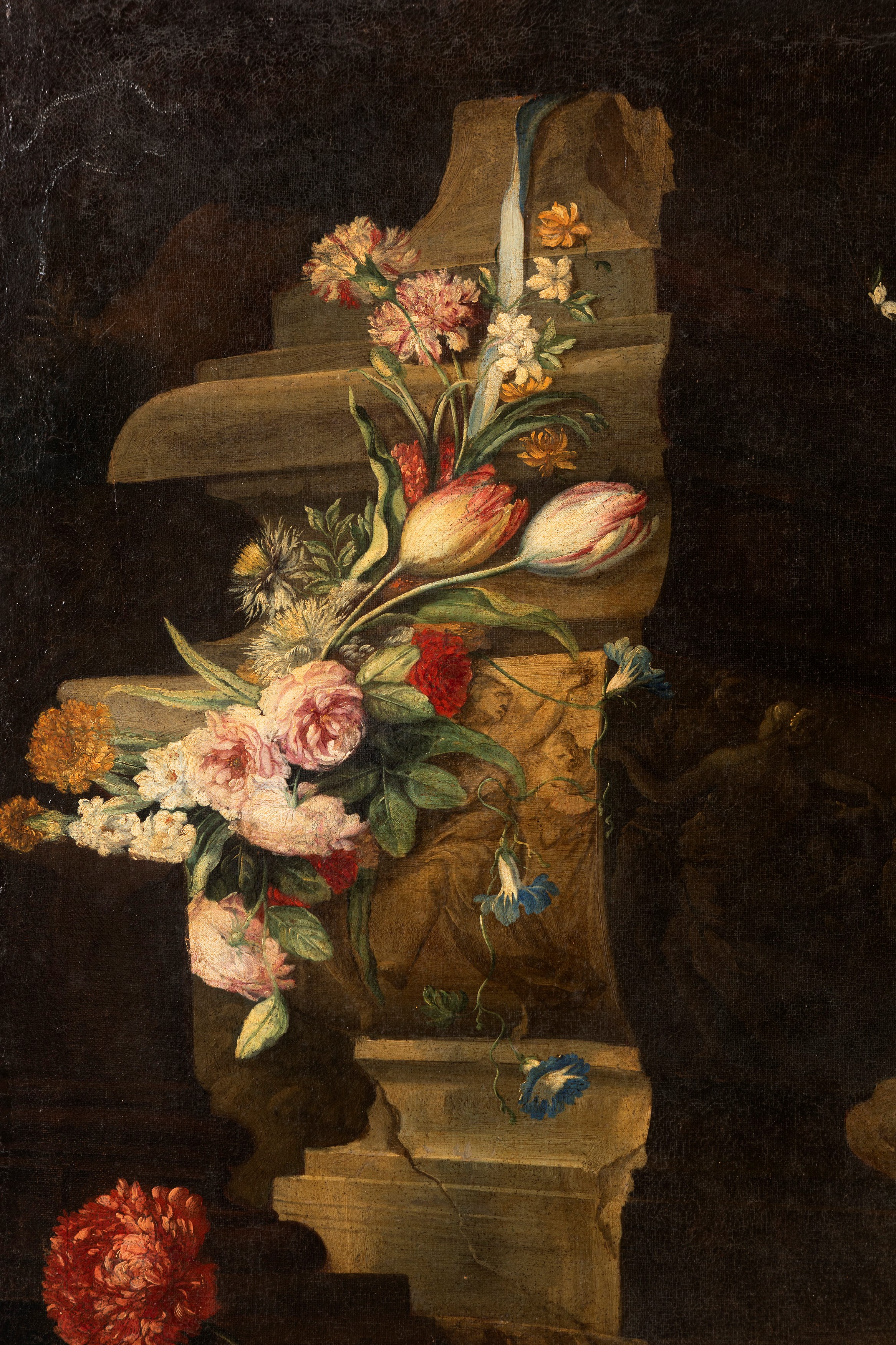Andrea Belvedere, Paolo De Matteis - Due trionfi di fiori e frutta con putti e architetture class...