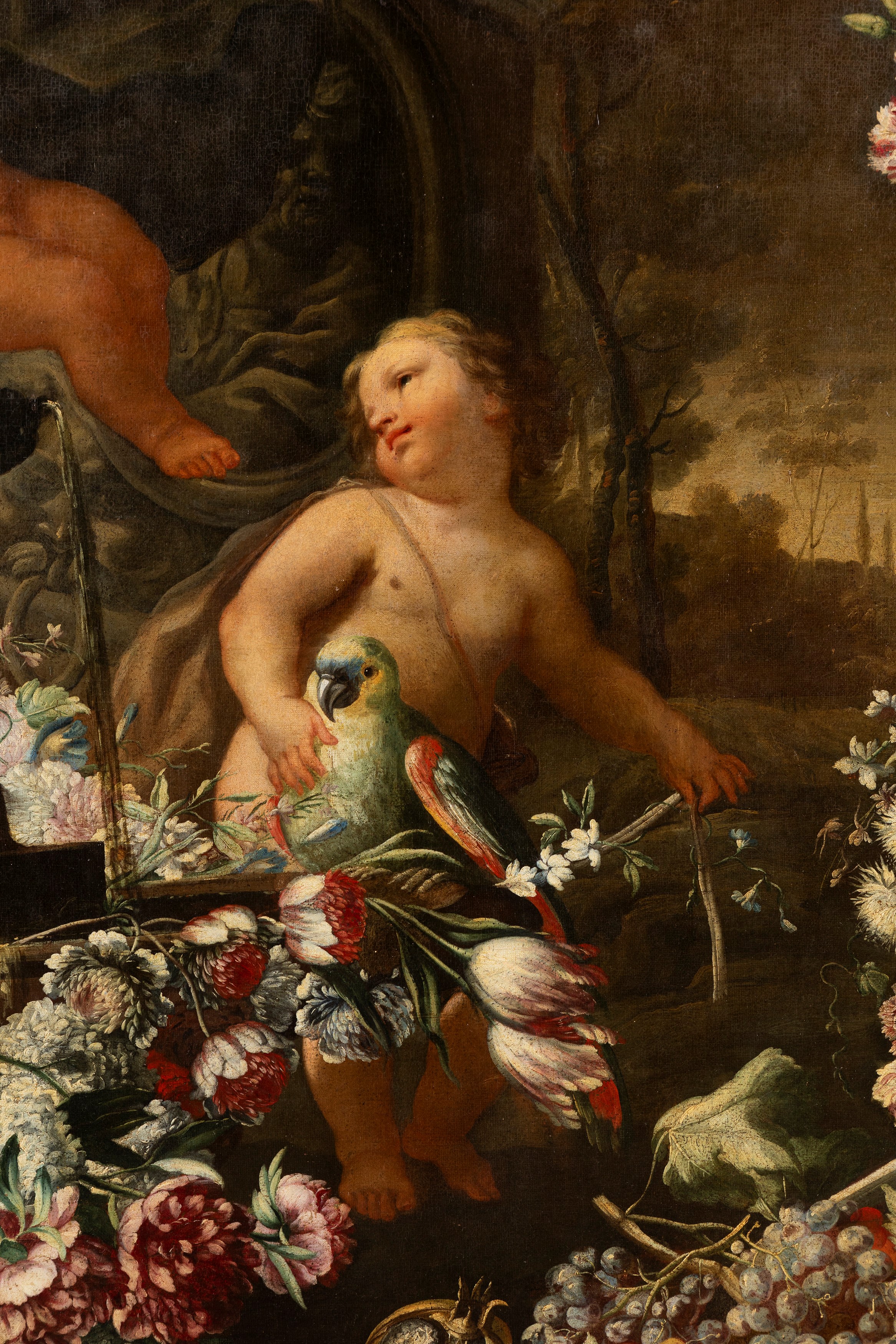 Andrea Belvedere, Paolo De Matteis - Due trionfi di fiori e frutta con putti e architetture class...
