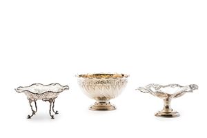  - A cup and two silver and vermeil stands