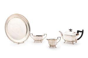 Silver tea service with sterling silver plate