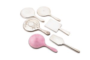 Six silver toilette mirrors