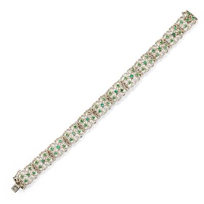 Bracciale in oro bianco 18k con smeraldi taglio rotondo