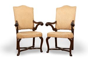 Pair of Louis XIV armchairs, late 17th century - early 18th century