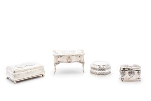 Four silver jewelry boxes