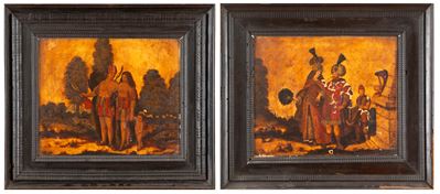 Autore sconosciuto, Allegorie dei continenti: America, Asia, Europa, Africa, quattro dipinti, oli...