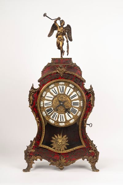 Pendola Cartel in Stile Boulle in Tartaruga e Bronzo Dorato, Secolo XIX
