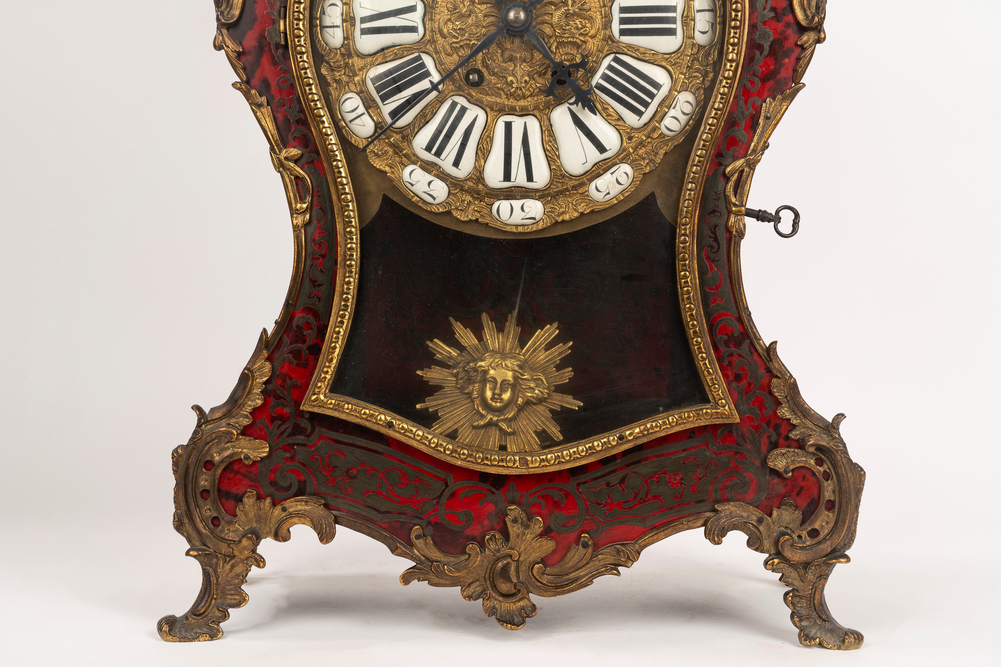 Pendola Cartel in Stile Boulle in Tartaruga e Bronzo Dorato, Secolo XIX