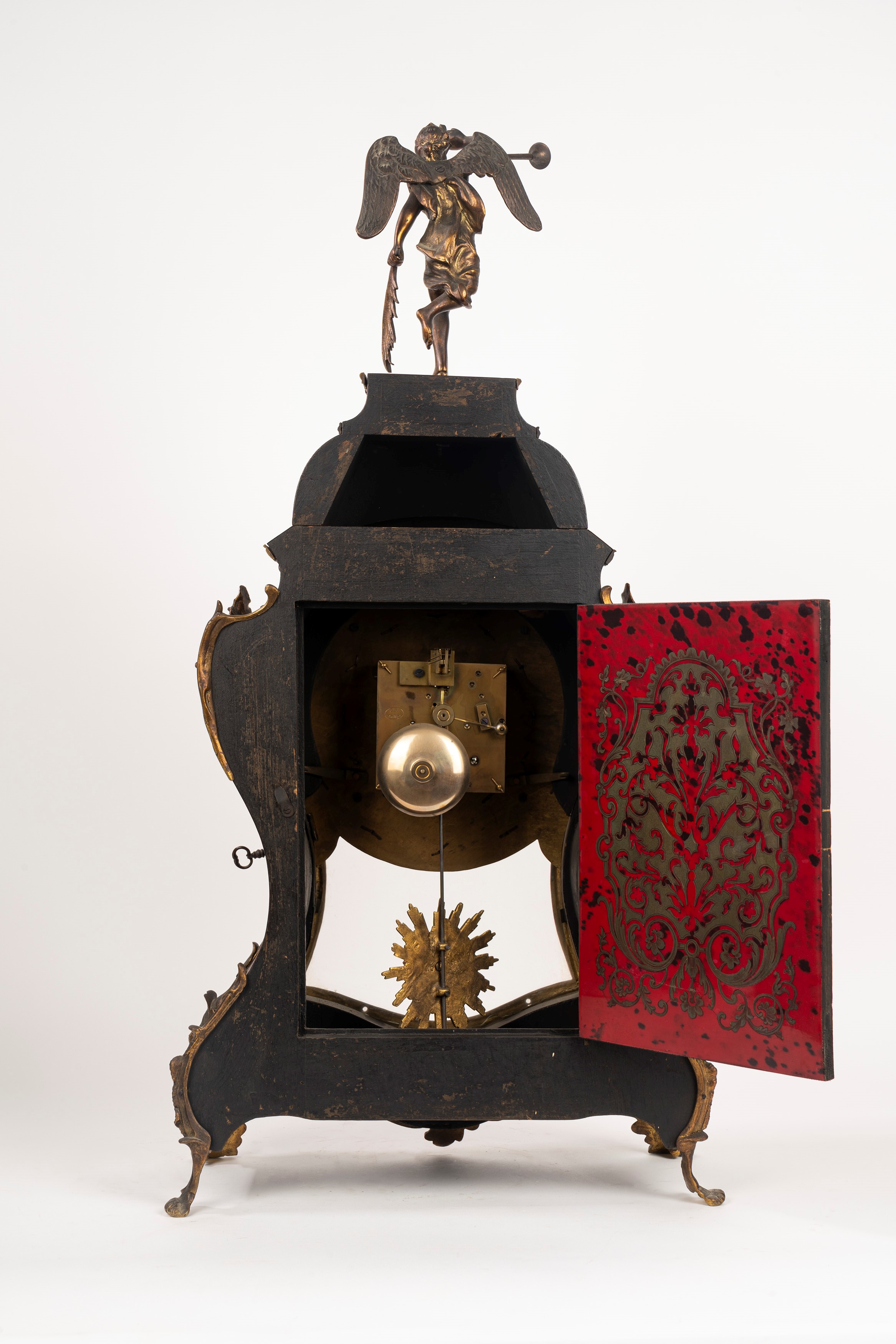 Pendola Cartel in Stile Boulle in Tartaruga e Bronzo Dorato, Secolo XIX