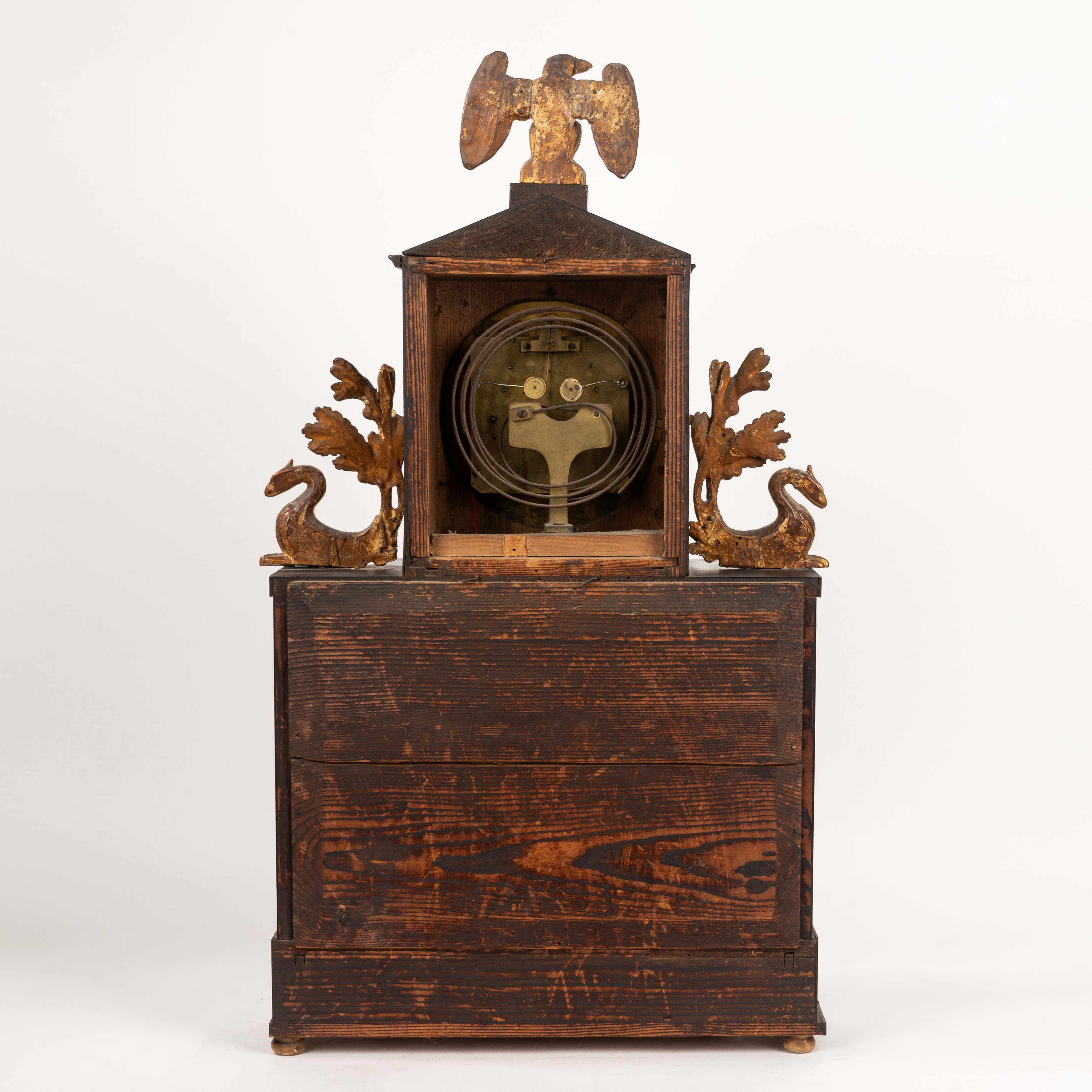 Pendola da Tavolo Biedermeier con Colonne in Alabastro e Applicazioni in Bronzo Dorato, Vienna 18...