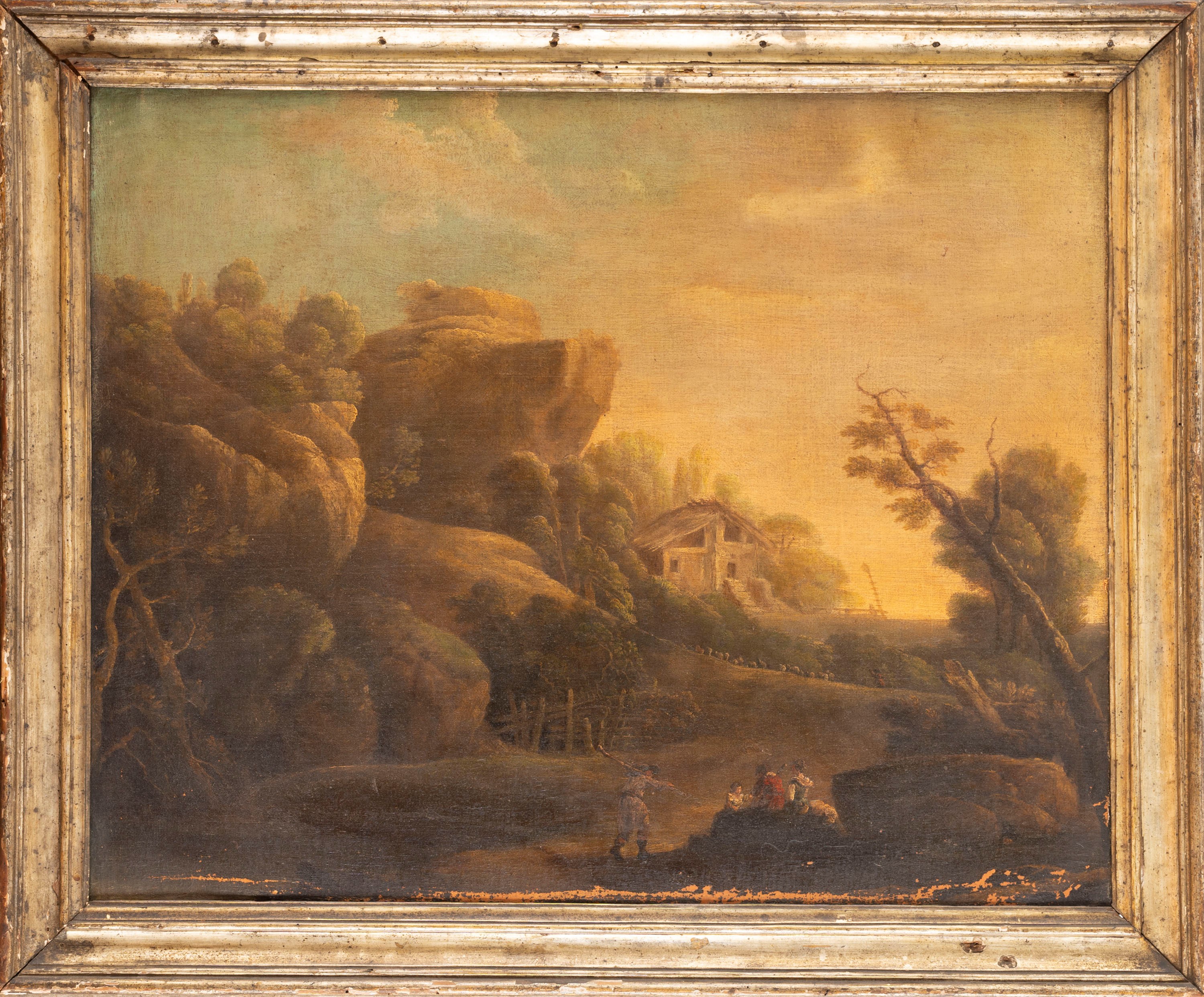 Scuola Italiana, Secolo XVIII - Paesaggio con Figure a Riposo