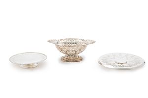 Silver and sterling silver basket and two risers