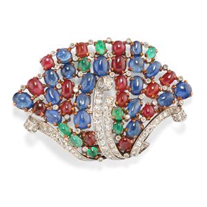 Coloured stone brooch