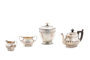 Silver coffee service and a box