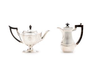  - A silver teapot and a coffee pot