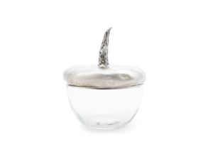 Silver and glass centerpiece