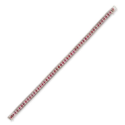 Bracciale con rubini, oro bianco 18k