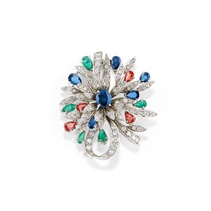 Spilla con pietre di colore