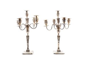 Pair of silver candelabra
