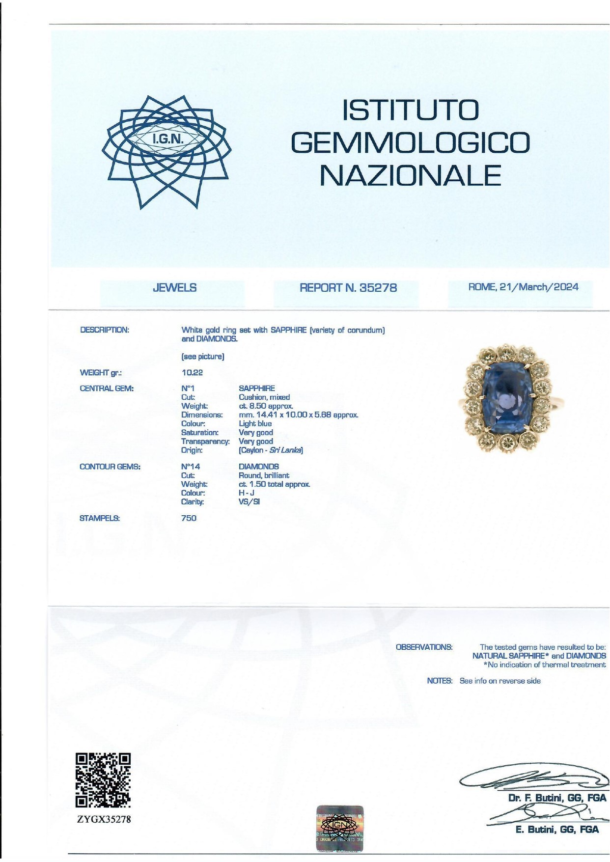 Anello con Zaffiro