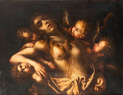 Francesco Cairo, Maddalena in estasi sorretta dagli angeli, olio su tela