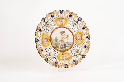 Piatto in Maiolica Lavorato a Traforo, Ginori, Fine Secolo XIX