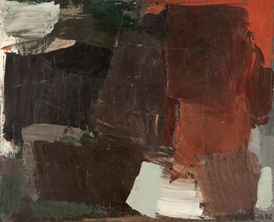Forma rosa su grigio, olio su tela, 1956