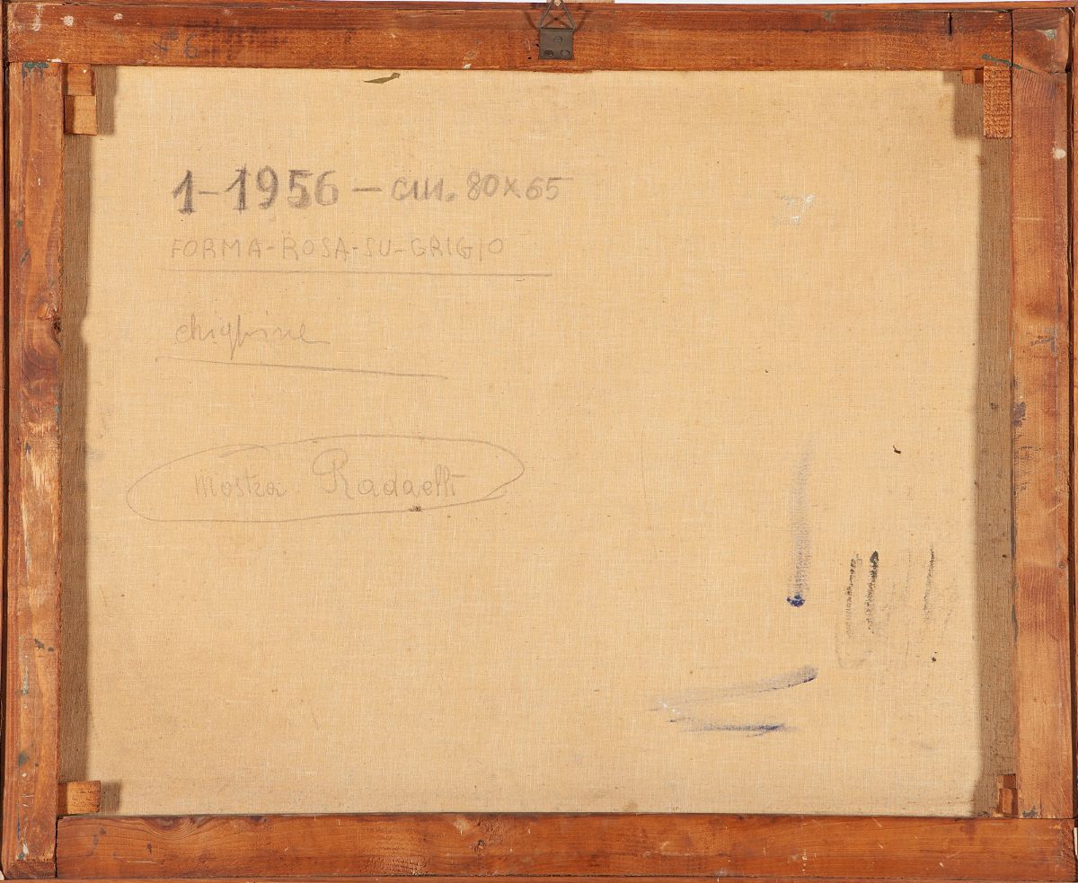 Alfredo Chighine - Forma rosa su grigio, olio su tela, 1956