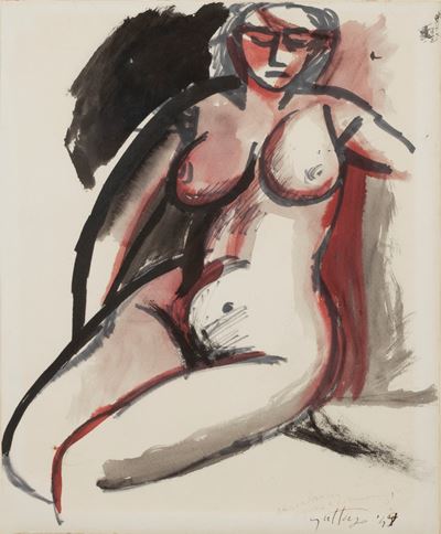 Figura femminile, tecnica mista su carta