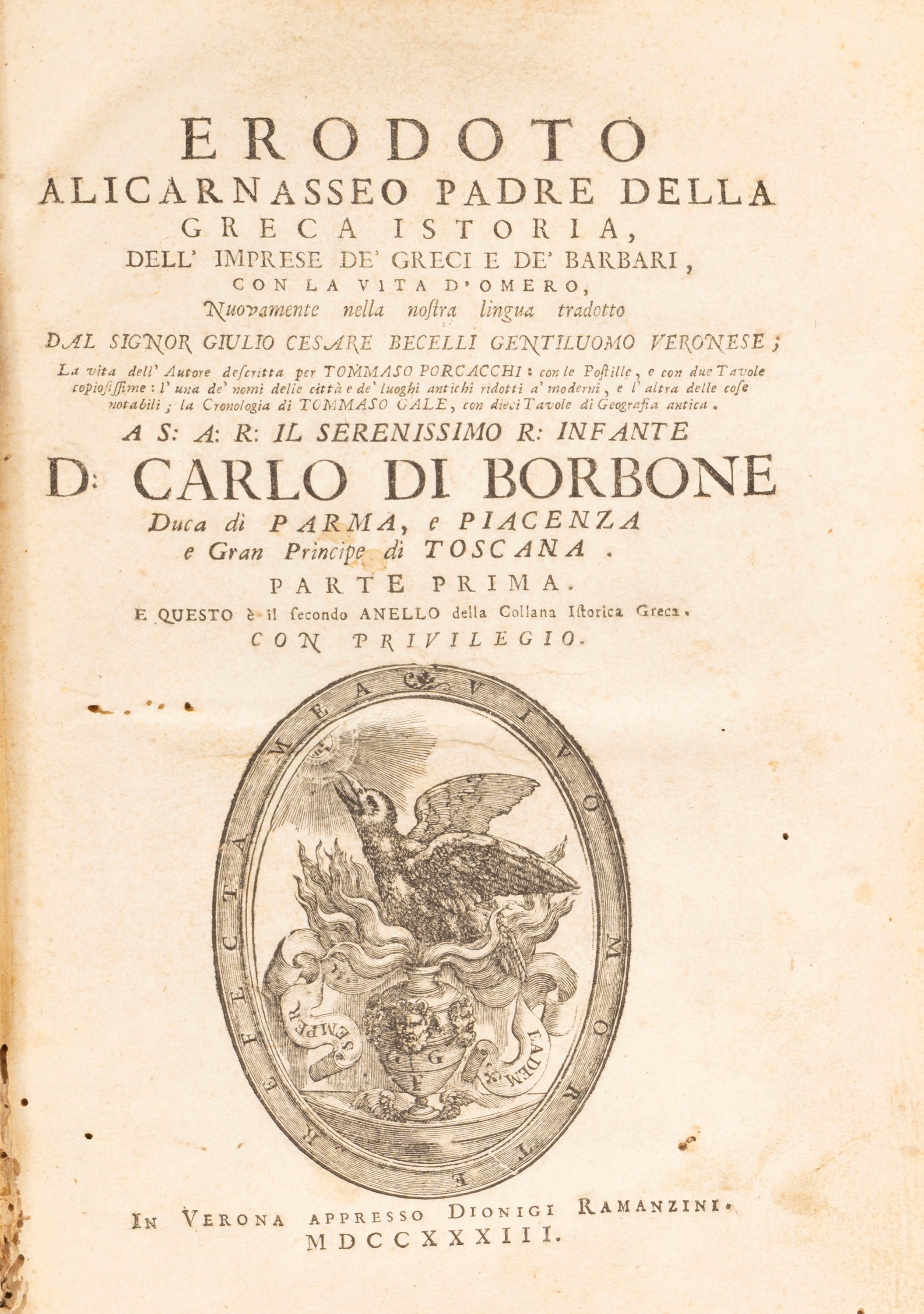 Erodoto di Alicarnasso - Dell'imprese De' Greci e De' Barbari, con la Vita D'omero