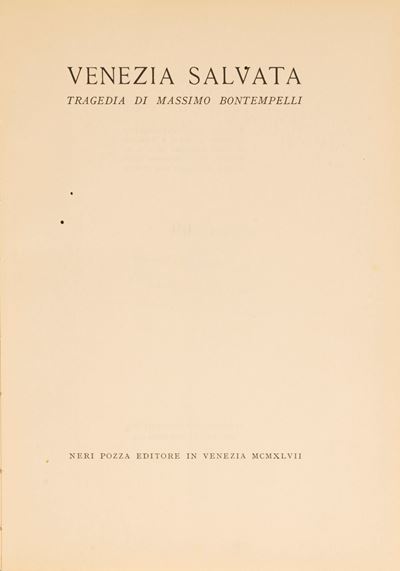 Bontempelli, Venezia Salvata - Esemplare 69/150, 1947