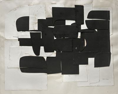 Senza titolo, collage su cartoncino, cm 49x59, 1964-65