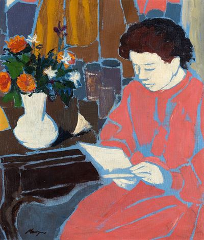 Figura che legge, olio su tela, 1951