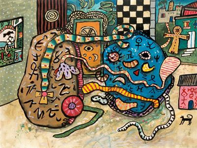 Village Myths n. 11, tempera su cartoncino, 1983