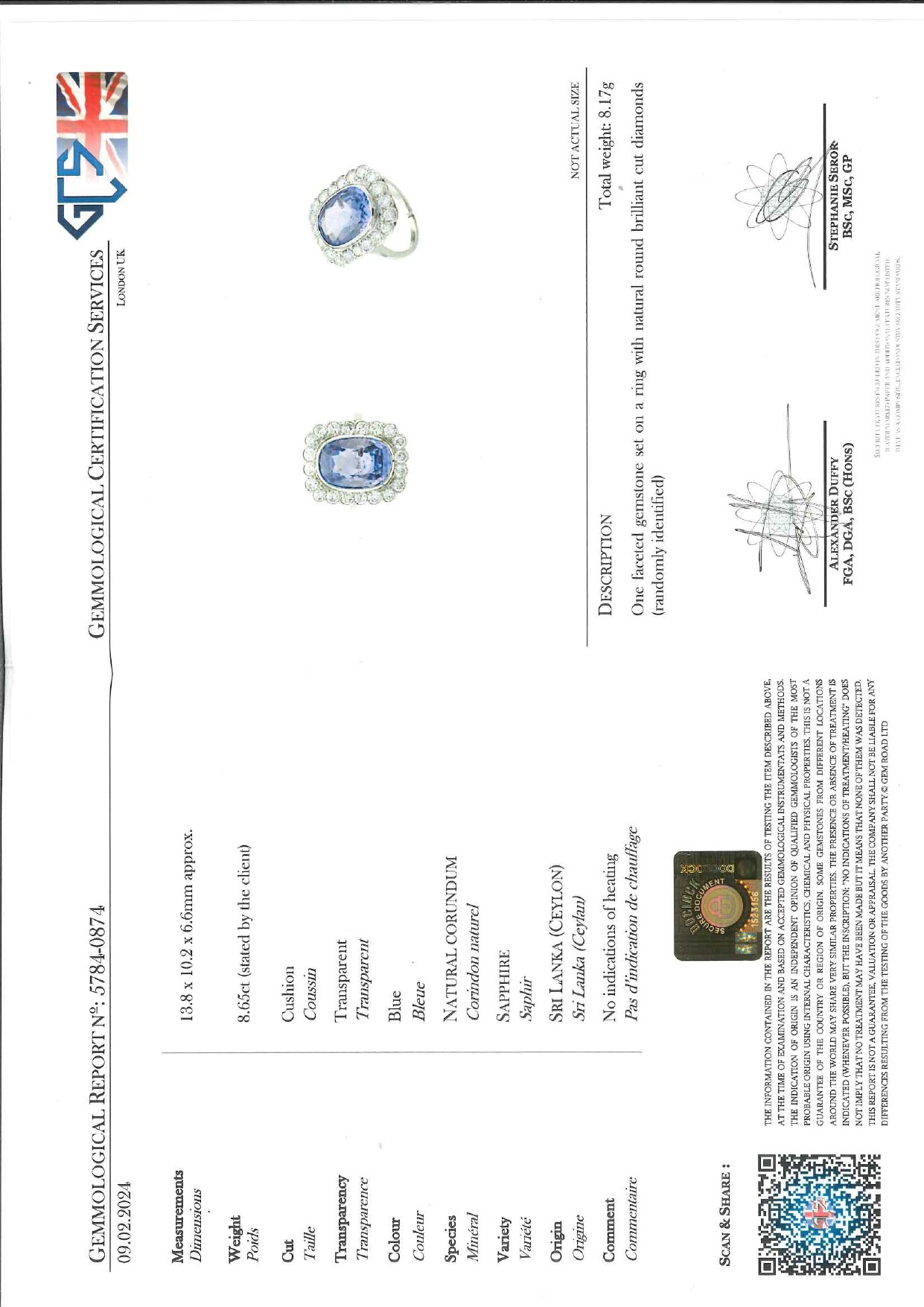 Anello con Zaffiro