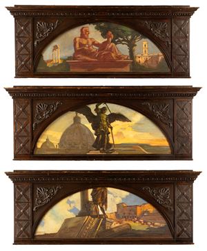 Mastrojanni Alberto - Lot of three overdoors with views of the monuments of Rome