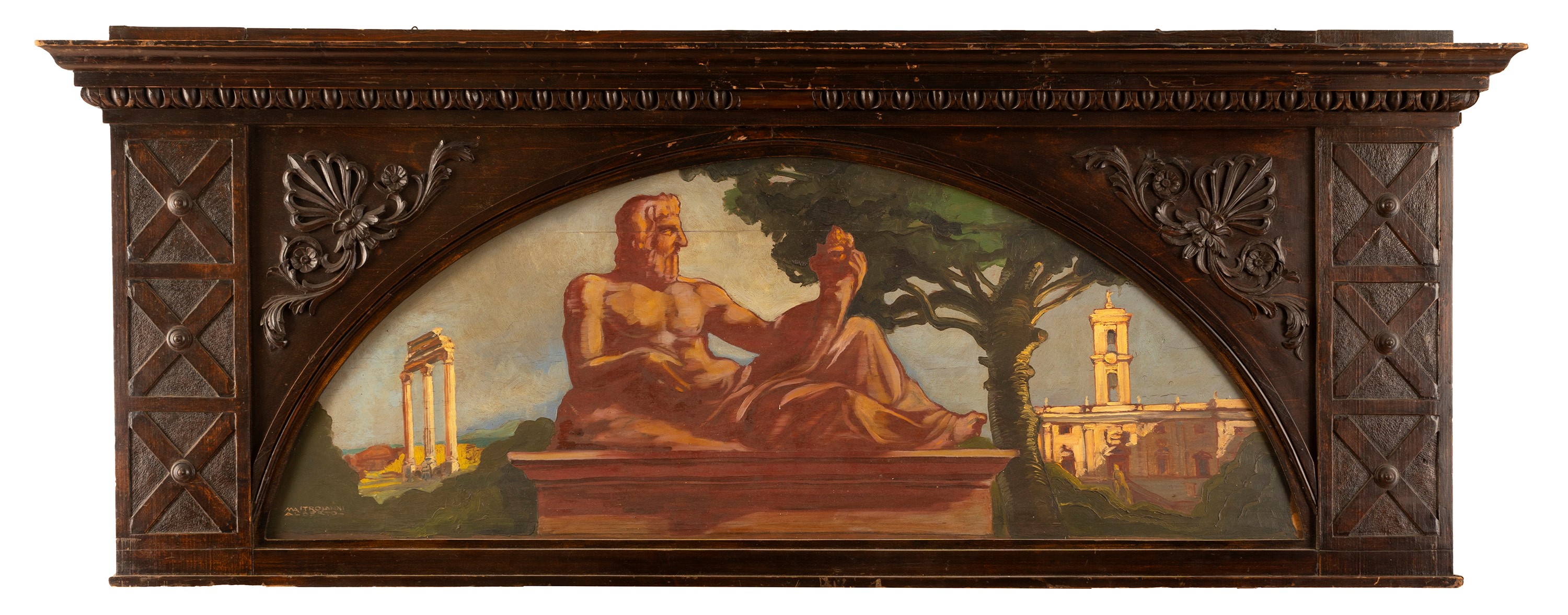 Alberto Mastrojanni - Lotto di Tre Sovraporta con Vedute dei Monumenti di Roma
